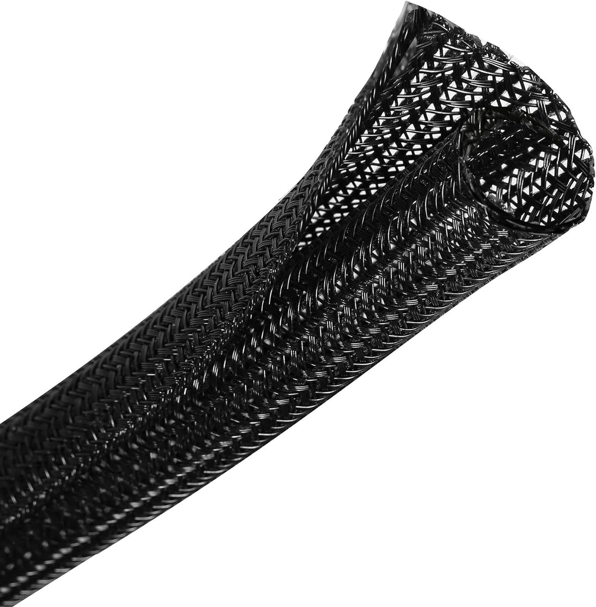 Cable Management Sleeve, Split Design, 25FT - 1/2 Inch, Black | Cord Protectors from Pets | Heat & Abrasion Resistant Wire Loom | Automotive Wiring & Home Office Cable Organization