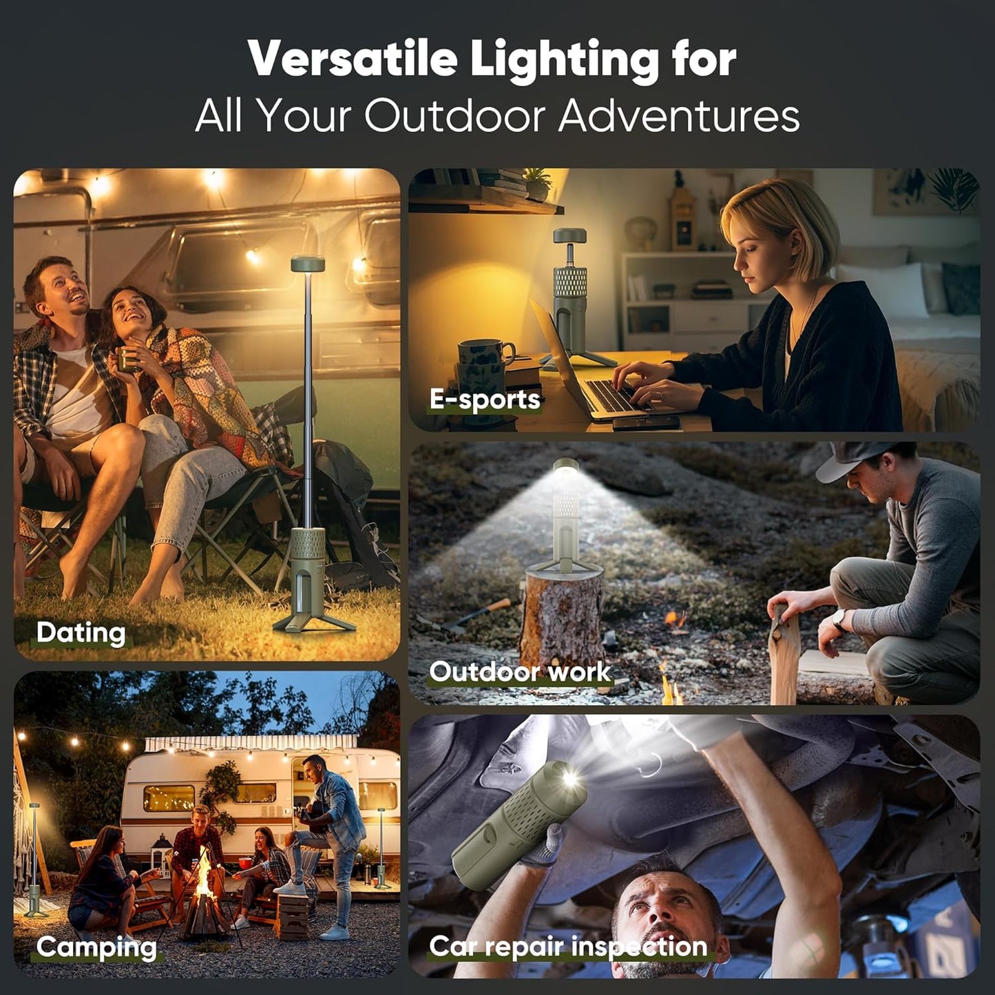 Camping Lights, Rechargeable Collapsible Camping Lanterns | Portable Flashlights, Camping Light for Tent, Emergency, Outdoor, IPX5 Waterproof