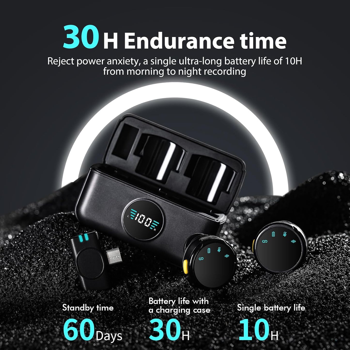 Mini Microphone for iPhone 15 16 17/Android/Tablets with USB C Plug,Wireless Lavalier Microphone with Charging case,30H Battery Life,Noise Reduction,Clip-on Mic for Video Recording,YouTube,TikTok