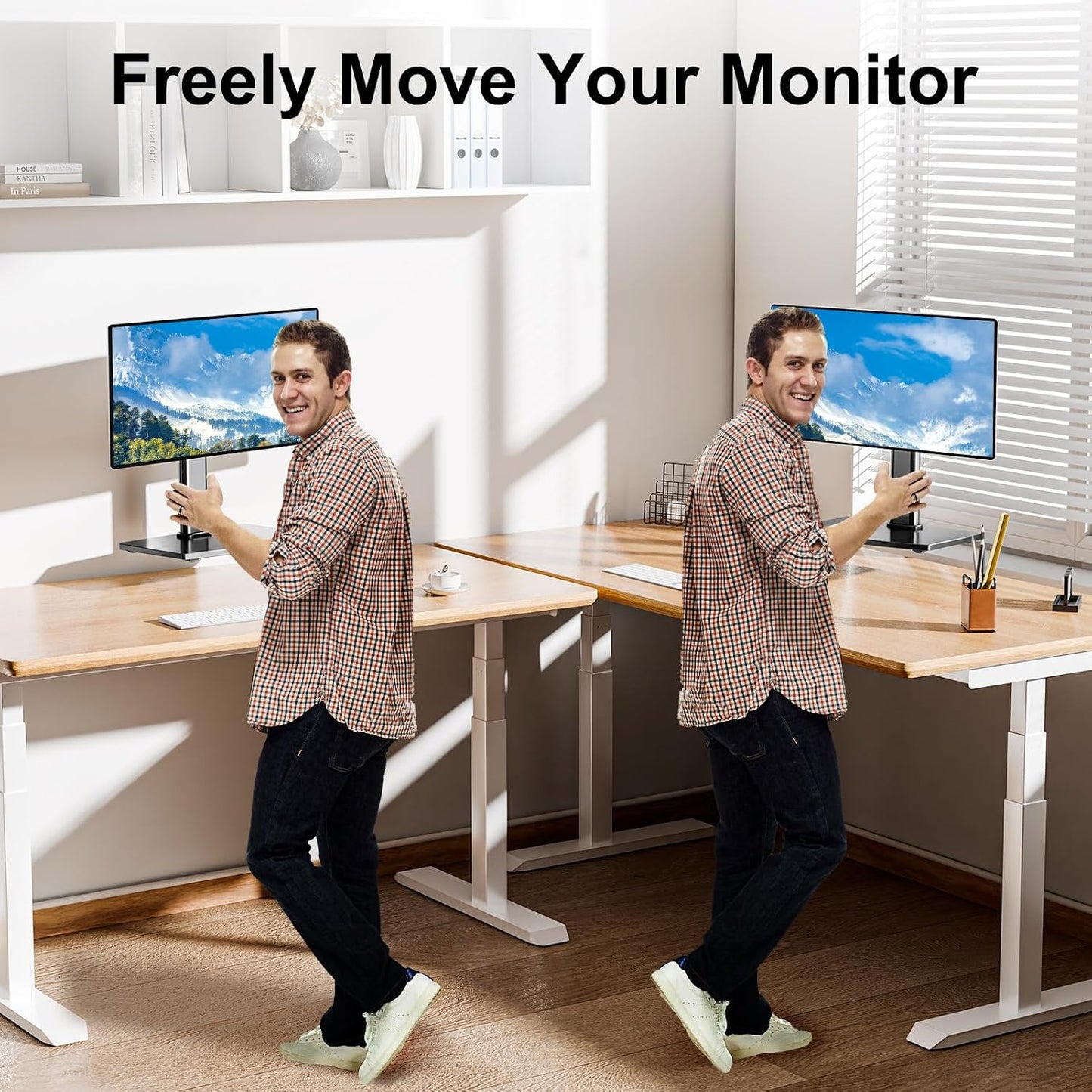 MOUNT PRO Single Monitor Stand Fits Max 32 inch Screen, Free-Standing Computer Desk Stand, Display Mount with Height Adjustable, Swivel, Tilt, Rotation, VESA Monitor Stand 100x100