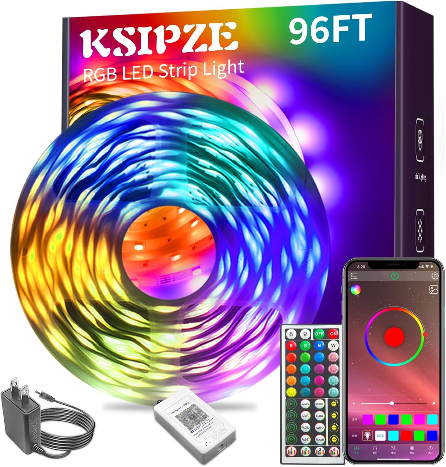 KSIPZE Led Lights for Bedroom 50ft Led Strip Lights with Remote App Control | RGB Color Changing Music Sync for Room Bedroom Lighting Flexible Home Décor