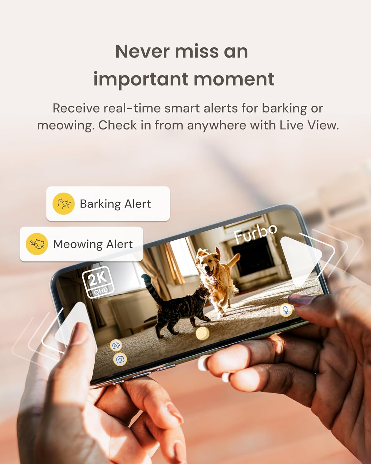 Furbo Mini 360° 2K QHD Pet Camera: Basic See, Talk & Toss Features, No AI Alerts, No Subscription Required, Dog & Cat Rotating Treat Dispenser w/Phone App, Smart Indoor Cam, 2-Way Audio & Night Vision