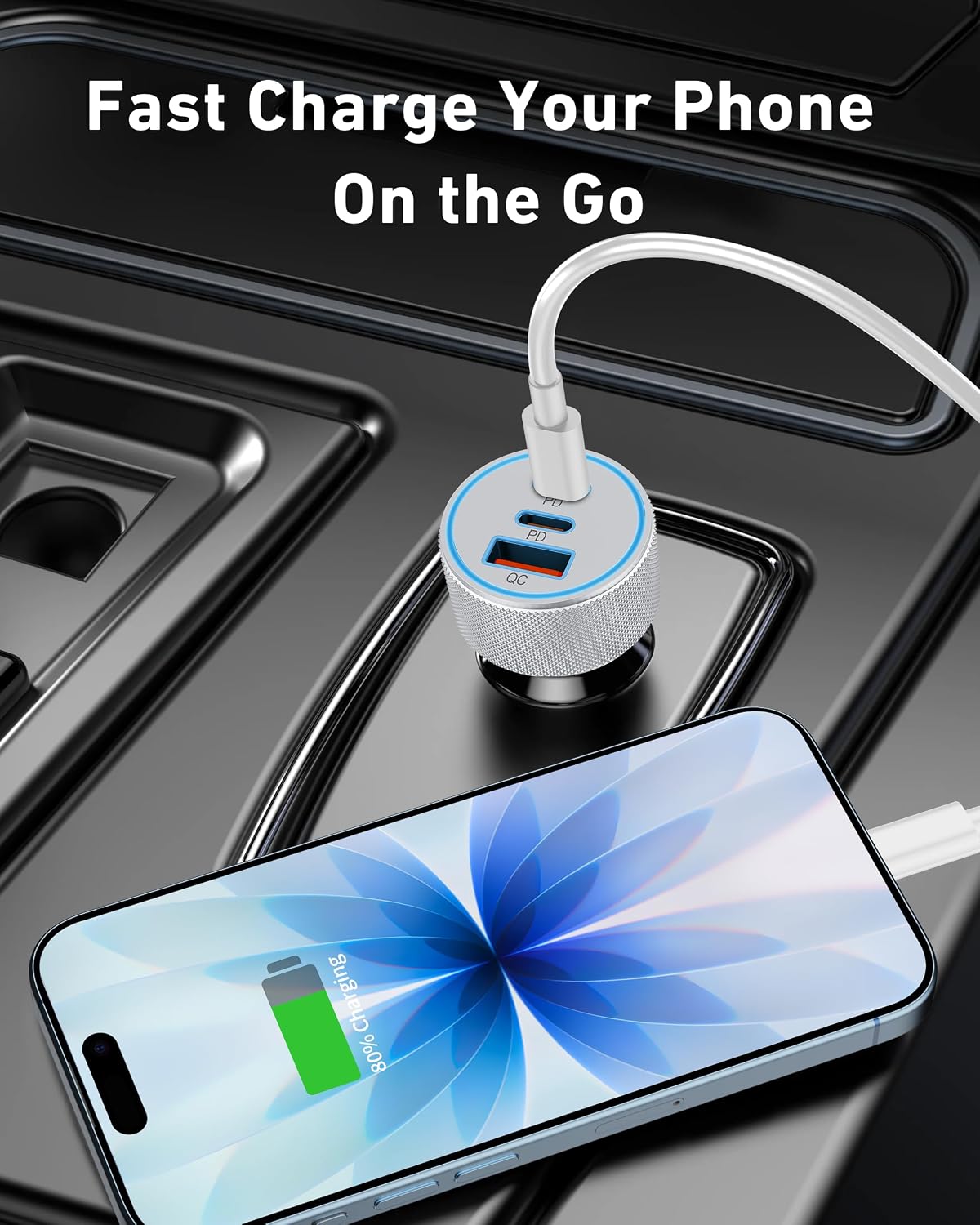 67W 3-Port Super Fast Type C Car Charger USB C for Samsung S26 S25 S24 S23 | iPhone 17/16/15 Pro Max, Android, Cigarette Lighter USB Charger Car Phone Adapter Accessories for Men Women + 3FT USB-C Cable