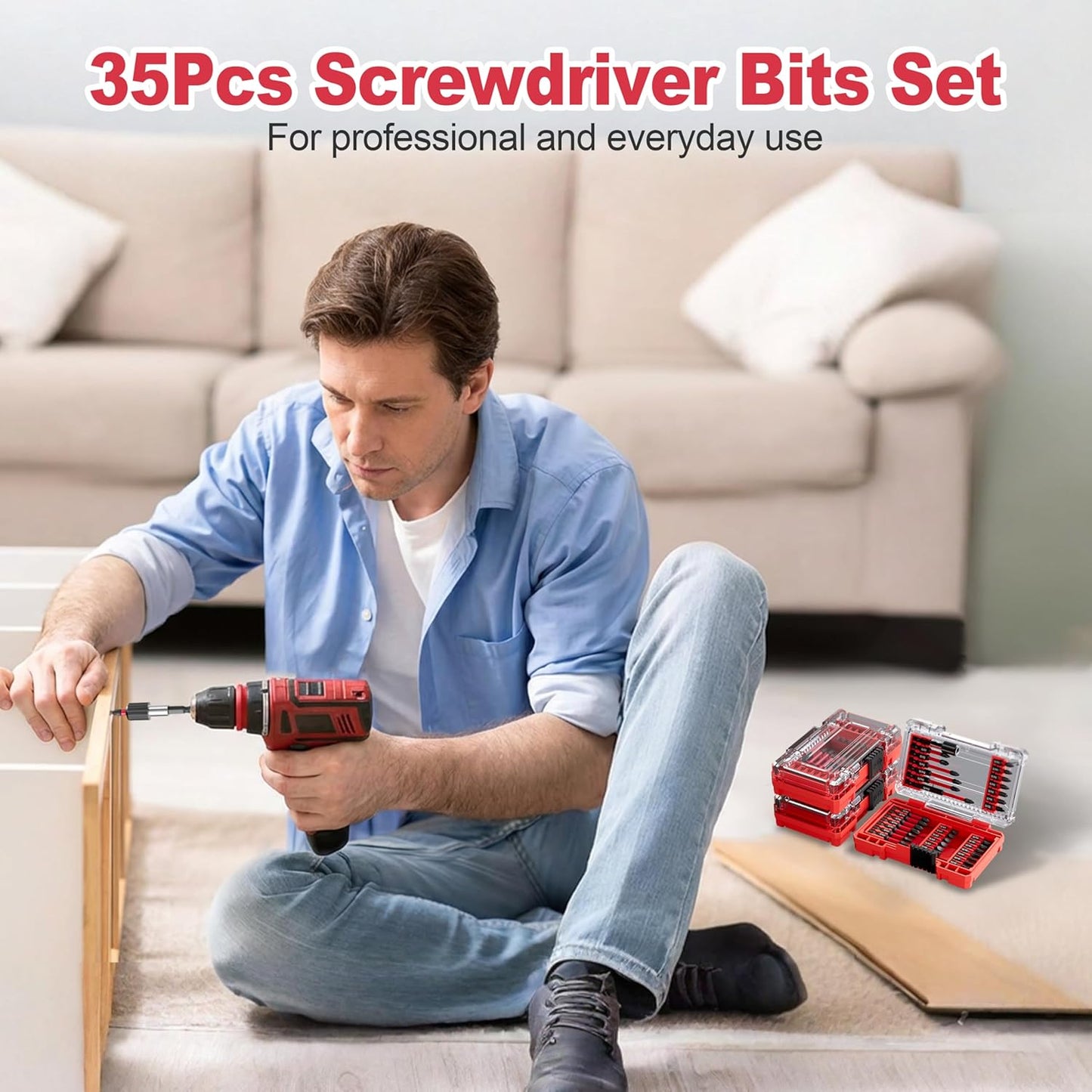 35Pcs Screwdriver Bits Set S2 Steel Screwdriver Impact Kit | With a Storage Case, Used for Power Screwdrivers and Electric Drill Drivers
