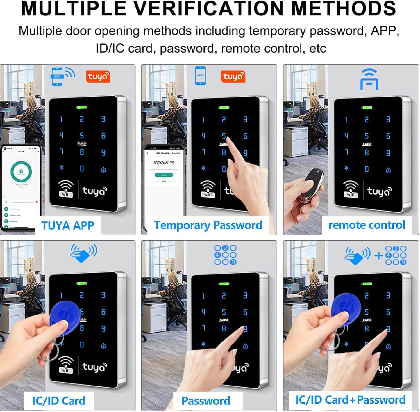 WiFi TUYA Complete Security Access System Kit with Waterproof RFID Touch Keypad Door Lock, Smart Remote Door Opener, App，600-Pound Electric Magnetic Lock + ZL, Metal Sensor Switch, Doorbel
