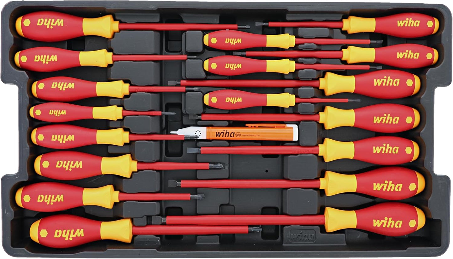 Wiha Insulated Screwdriver Set, 6-Piece 1000V Electrician Tool Kit | 1000V VDE certified, SoftFinish cushion grip, precision machined tips, tested to 10,000 volts, made in Germany
