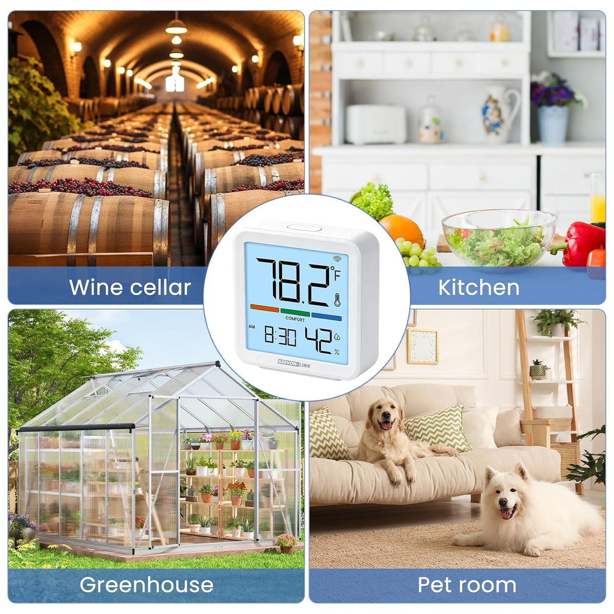 Indoor WiFi Thermometer Hygrometer with App Email Notification