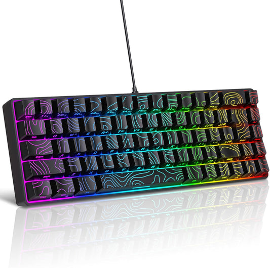 Snpurdiri 65% Wired Small Gaming Keyboard RGB 68-Key (Black) | Mini Gaming Keyboard Backlit Ultra-Compact , for PC/Mac Gamer, Typist, Travel, Easy to Carry on Business Trip