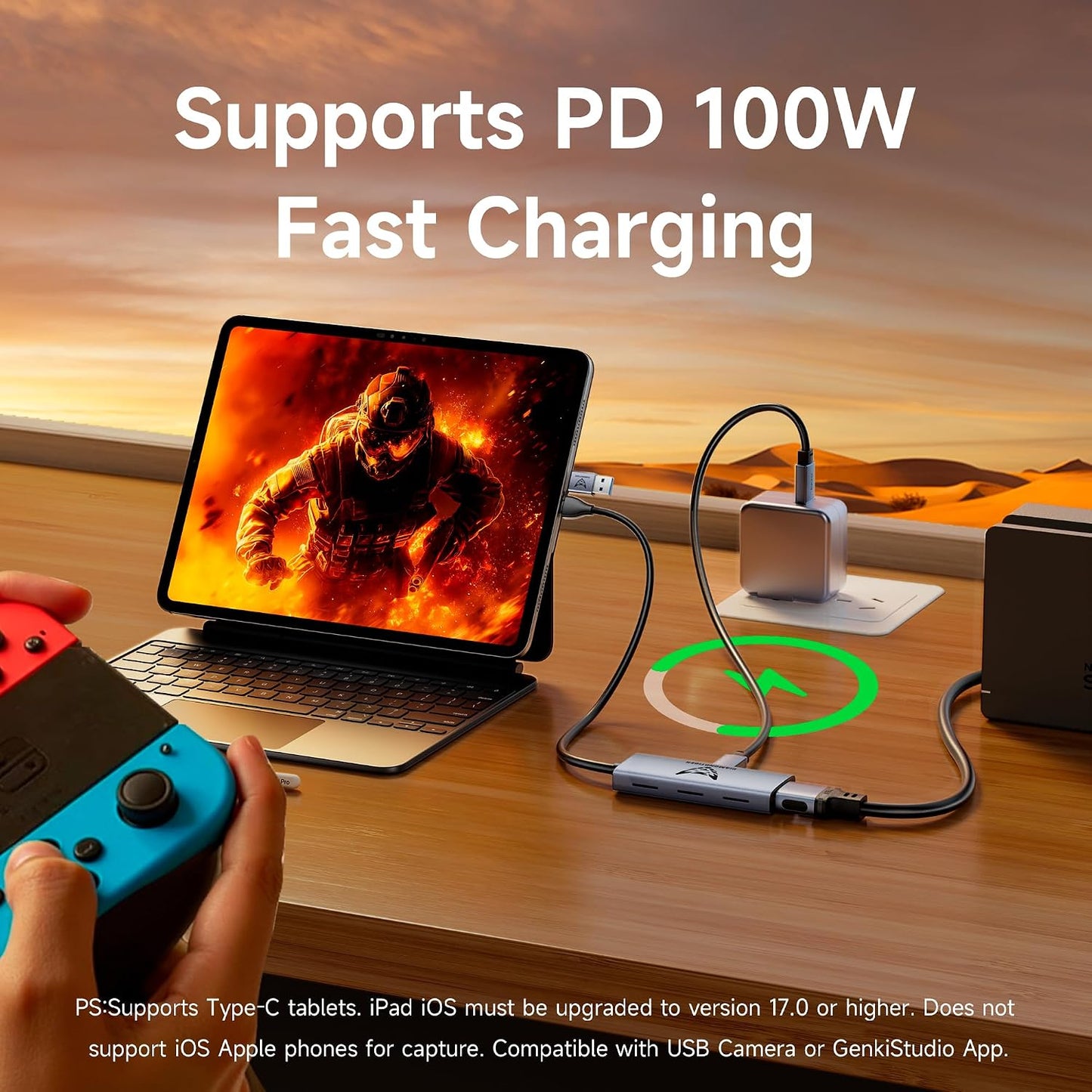 4K HDMI Video Capture Card with 100W PD, USB 3.0 & Type C | USB-A/C dual connectors,Pass-through charging for non-stop live streaming & low-latency gaming on Switch, PS5, PC