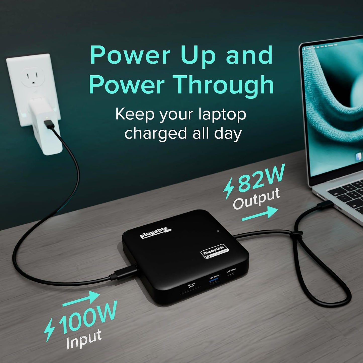 Plugable 7-in-1 USB-C DisplayLink Dock – Dual 4K 60Hz HDMI, USB-C & USB-A (10Gbps), SD Card, Gigabit Ethernet, 100W PD Charging – Compatible with macOS & Windows, MacBook Dual Monitor Support