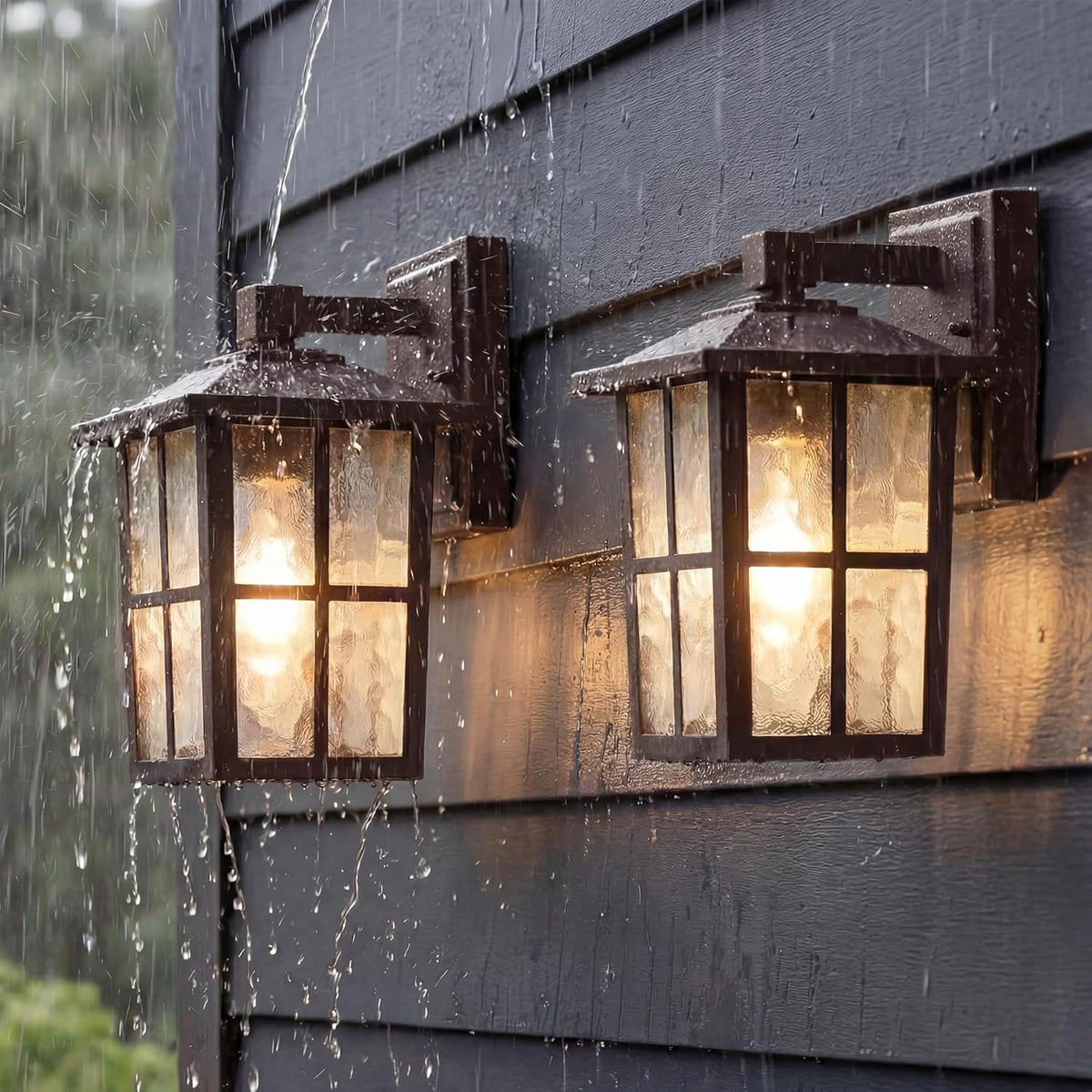 KDG Brown Outdoor Waterproof Modern Patio Wall Light Fixtures Set of 2