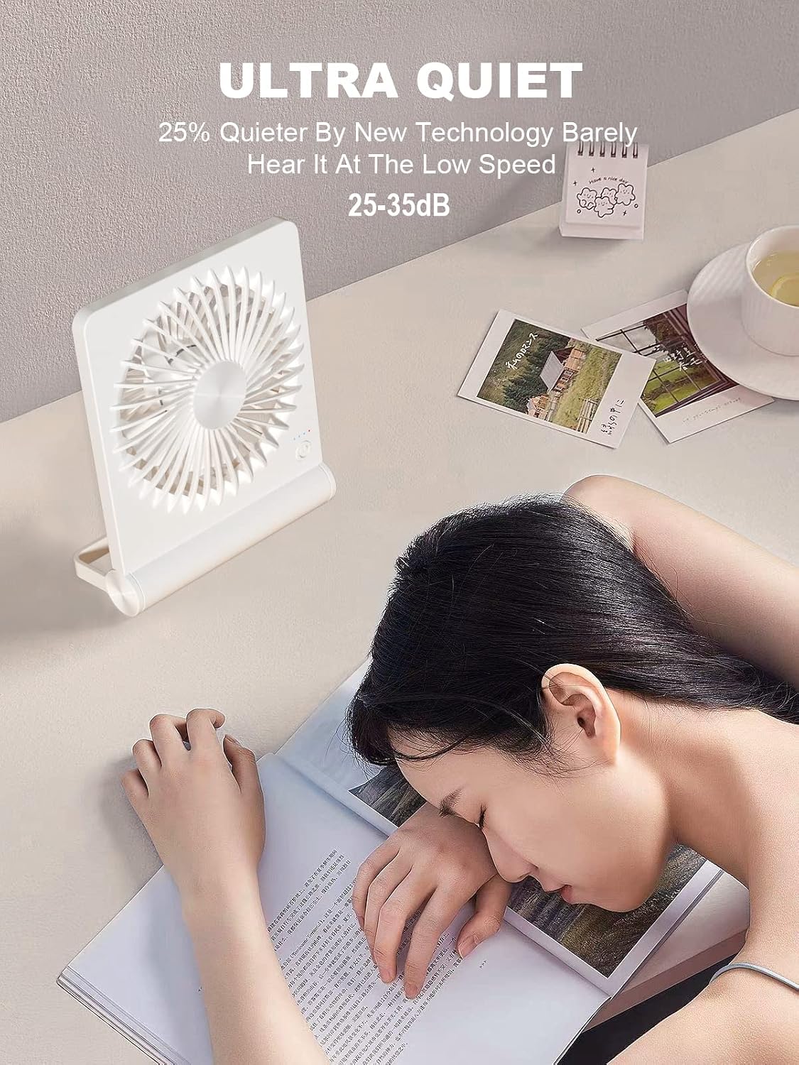 Desk Fan, Rechargeable Battery Operated, 3 Speeds Ultra Quiet Strong Wind | USB-C powered,180° tilt folding.25dB quiet.2000mAh battery:12/8.5/4.5hrs.Portable,personal fan for desk,office,home,bedroom.