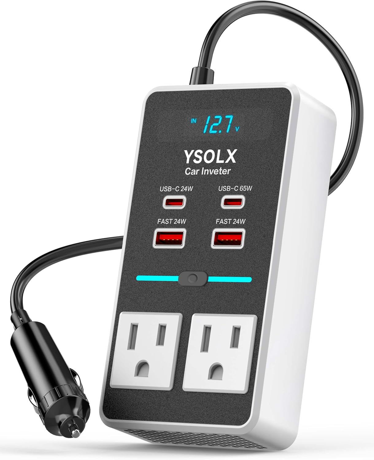 300W Portable Charger Car Power Inverters for Vehicle | 24W USB A/C,Dual 12V-110V AC Car Plug Adapter Outlet,Cigarette Lighter Adapter for Laptop/Camping/Road trip essentials
