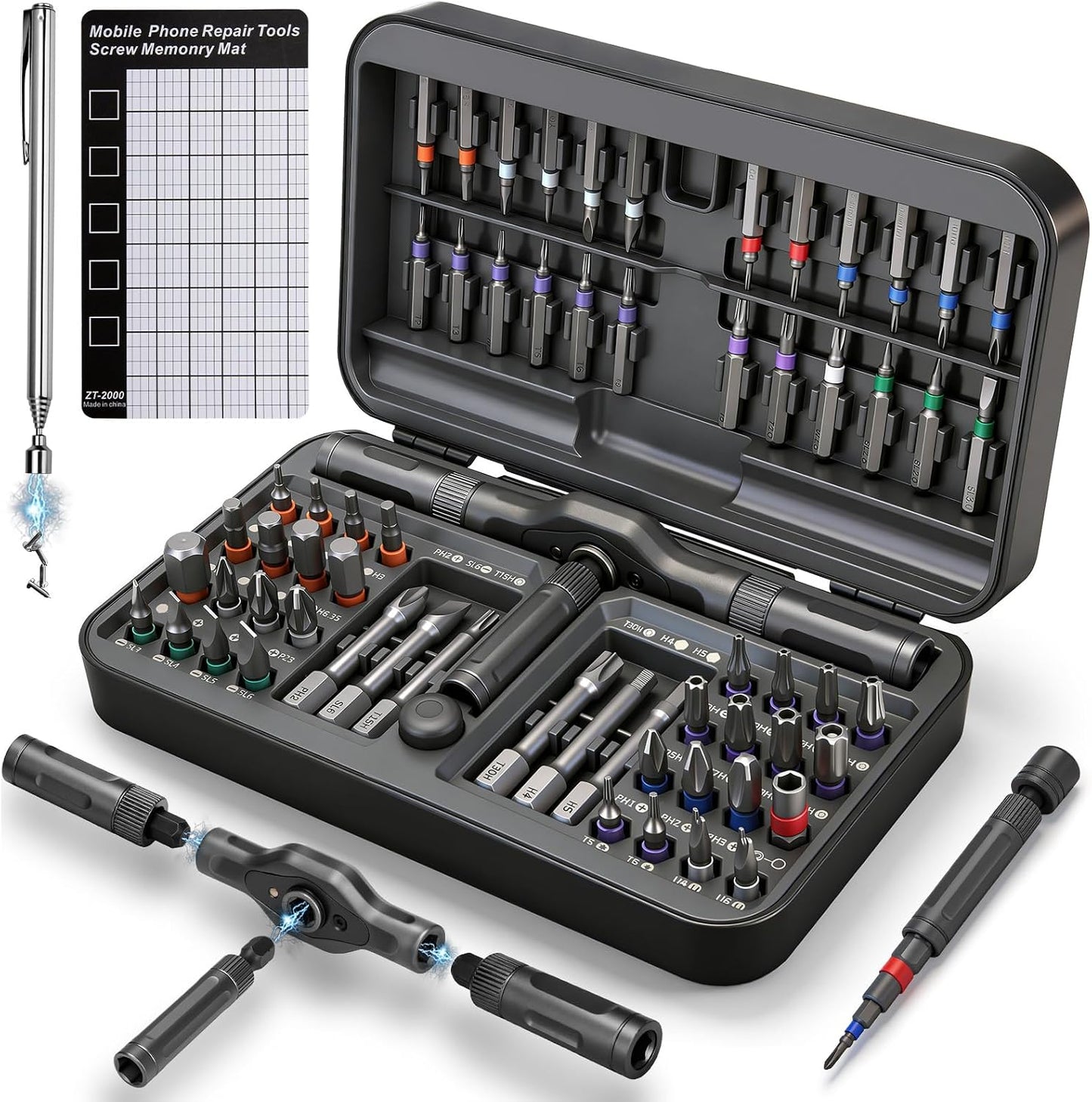 68 IN 1 Magnetic Ratchet Screwdriver Set, T Handle Ratchet Screwdriver Kits with S2 Steel Bits for Home Daily Repair, Precision Electrical Appliance Repair, for Men Husband