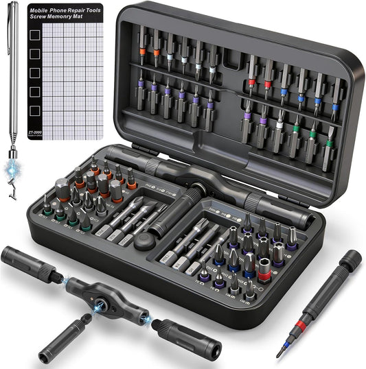 68 IN 1 Magnetic Ratchet Screwdriver Set, T Handle Ratchet Screwdriver Kits with S2 Steel Bits for Home Daily Repair, Precision Electrical Appliance Repair, for Men Husband