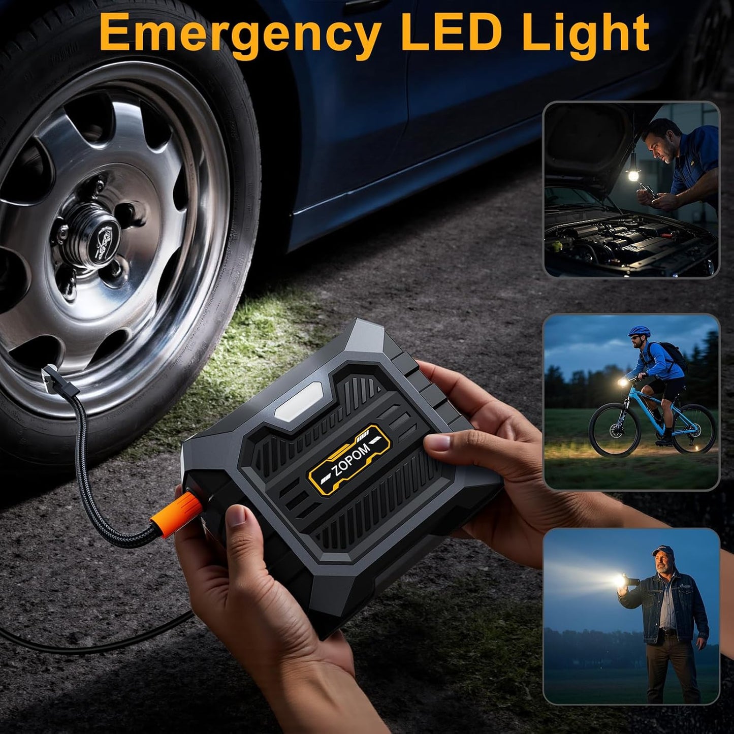 ZOPOM Tire Inflator Portable Air Compressor DC 12V Air Compressor Portable with Digital Pressure Gauge Air Pump for Car Tires - Car Accessories Bike, Motor