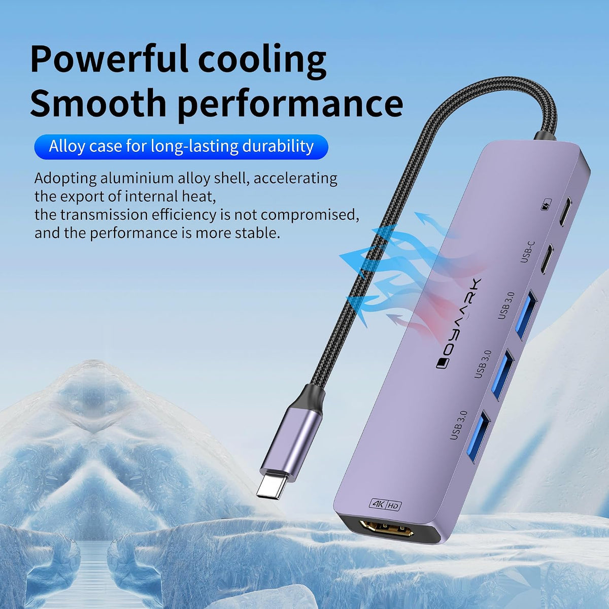 USB C HUB,USB C to 4K30hz HD Multi-Port Adapter,3USB 3.0 Ports and 1 5Gbps USB-C Data Ports,USB cSplitter with 4K30hz HD Port and PD 100W SmartCharging (T601)