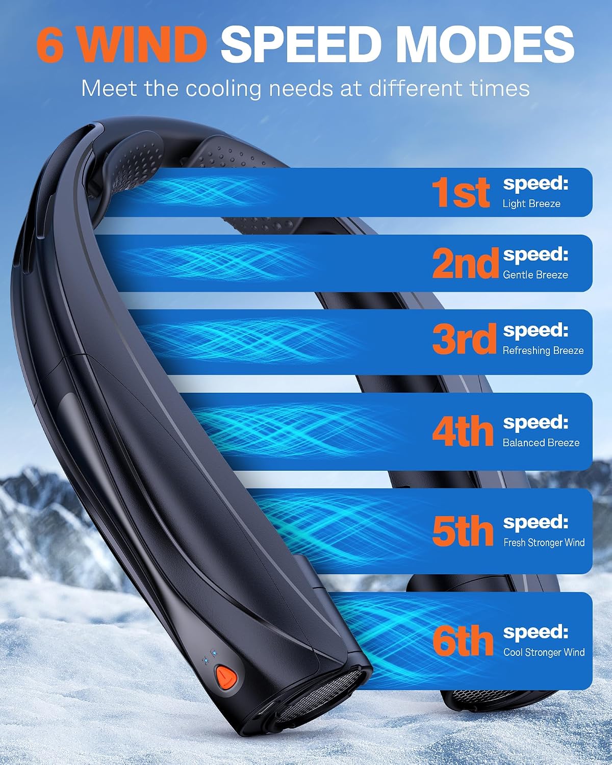 Portable Neck Fan, 6000mAh Personal Fan, 360° Cooling Rechargeable Wearable Fan, 6 Speeds Adjustable Hands-Free Fans for Travel, Outdoor, Office, Ideal Summer Gifts