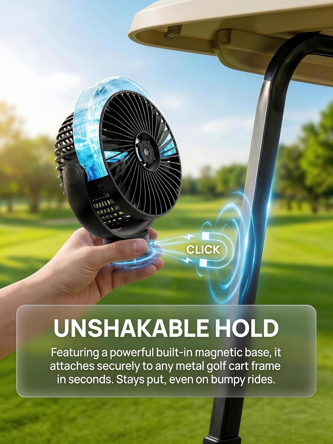 2-Pack Magnetic Golf Cart Misting Fan with Heavy-Duty Strap, 12000mAH Battery Operated Portable Fan with 4 Speeds, LED, Timer, Suitable for EZGO Club Car Yamaha, Golf Cart & Camping Accessories 2026