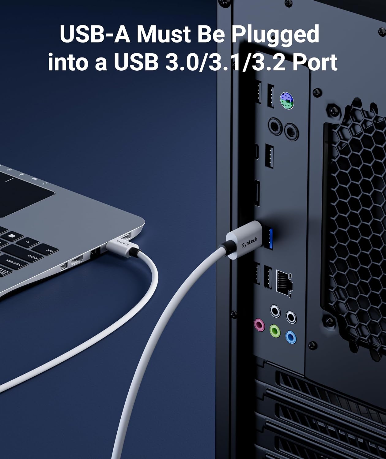 Syntech Link Cable 16FT, USB 3.0 to USB Cable for Meta Quest 3/3S/2, Pico 4 | USB 3.0 High Speed with up to 5Gbps Data Transfer for PCVR and SteamVR Gaming, Reinforced L-Shaped USB-C Connector