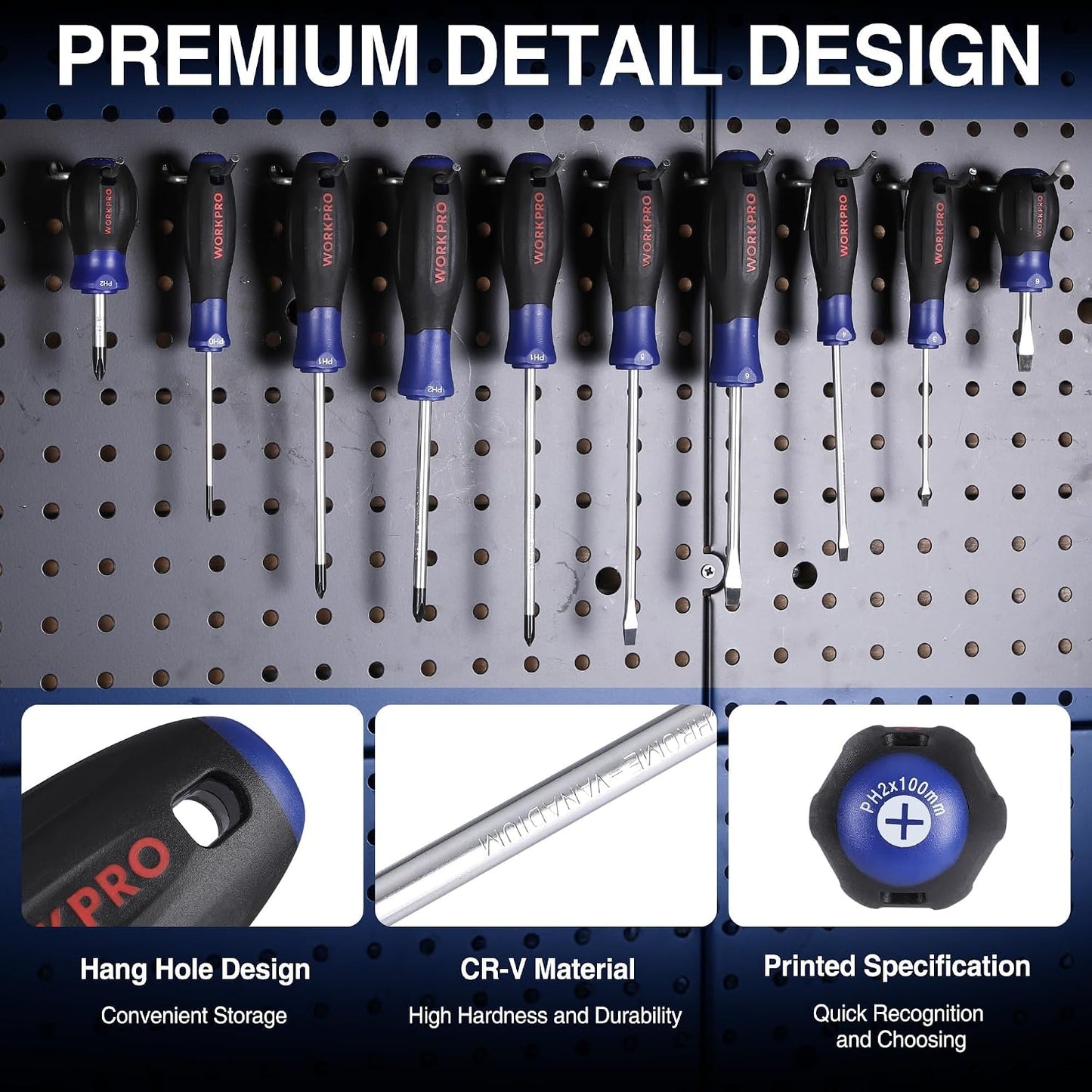 WORKPRO 10-Piece Magnetic Screwdriver Set with Pouch | Phillips, Slotted, and Flathead Screwdrivers with Non-Slip Grip for Home Repair and DIY Projects, Magnetizer Included