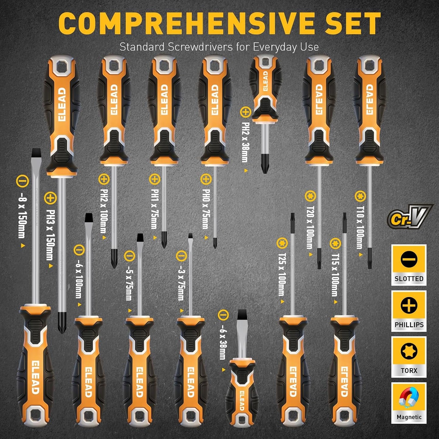 86-Piece Magnetic Screwdriver Set, Torx/Slotted/Phillips Precision Screwdrivers, SAE & Metric Magnetic Nut Driver Set, Screwdriver Bits, Bit Holder with Sturdy Tool Box