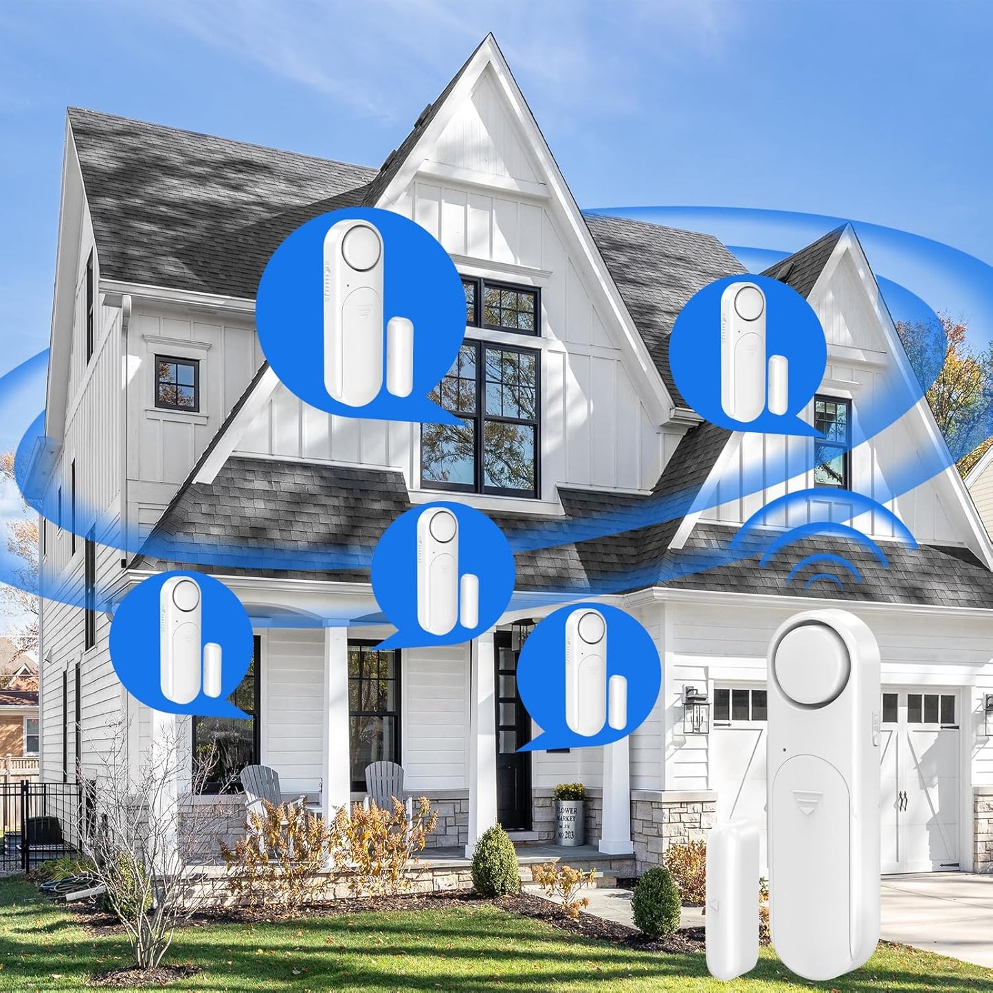 Window and Door Alarm When Opened (5 Pack) for Kids Safety/Home Security, Sliding Front Door Opening Sensor Alarms for Dementia, 120dB Burglar Alert, Ideal for Business, Garage, Apartment,House, White
