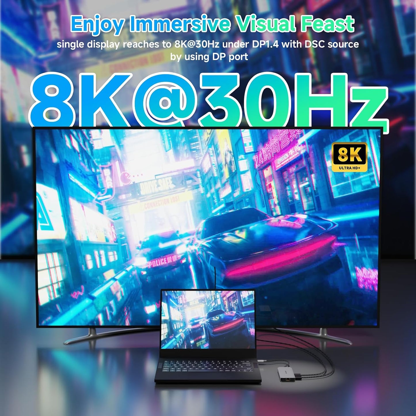 Laptop Docking Station,WAVLINK Triple Monitors Dock,Dual DisplayPort,HDMI | Single 8K@30Hz, 100W PD in, 3×USB-C/A 10Gb, 2.5G Ethernet, SD/TF and Mic/Audio, Compatible with Dell/HP/Lenovo, Windows Only