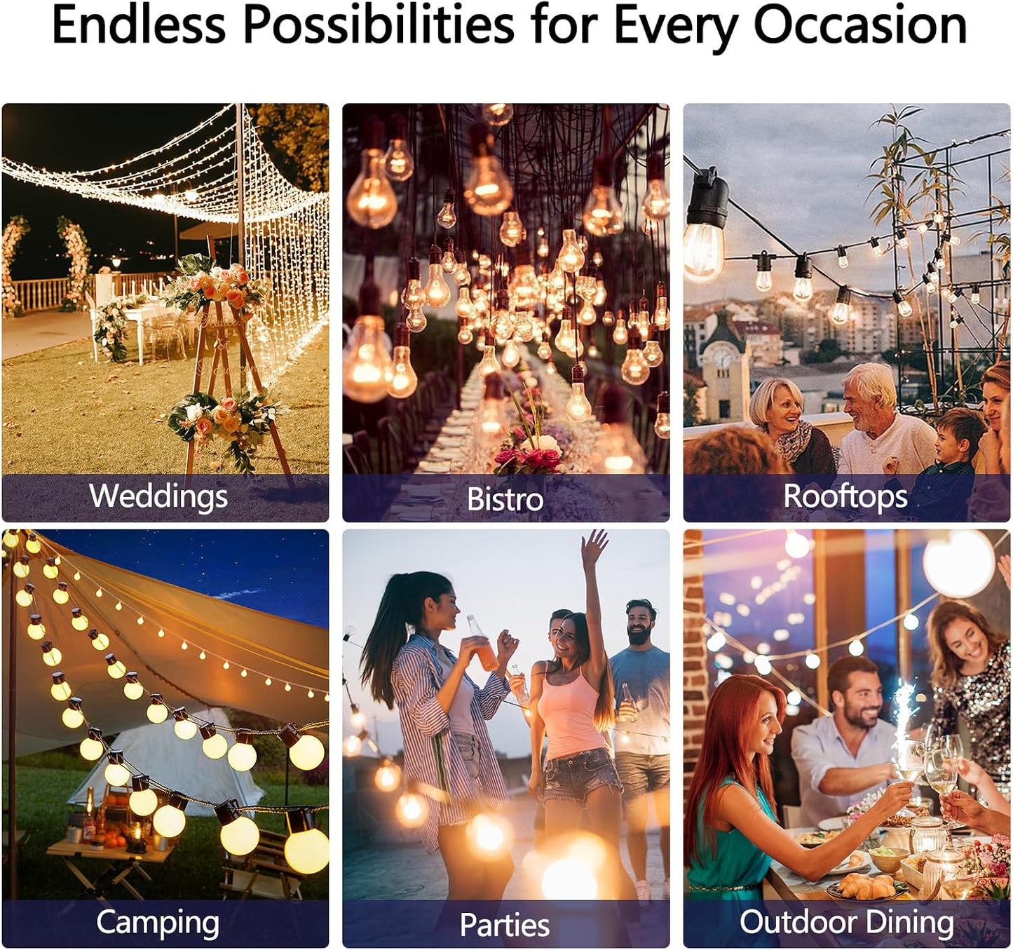 Stright 60FT Solar String Lights Weatherproof 15 LED for Patio Holiday | Weatherproof with Remote, Solar Powered LED Edison Bulb, 15 Sockets, For Patio Backyard Fence
