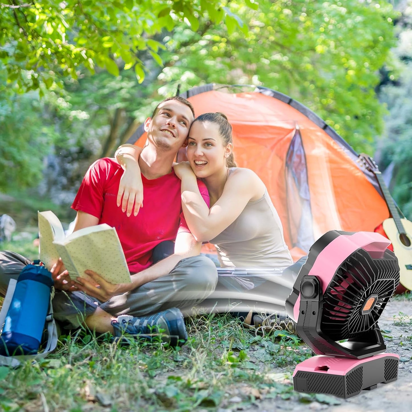 WESTTREE Camping Fan Oscillating Portable Fan 20000mAh Battery Powered Fans Rechargeable Camping Tent essentials Light Hook 270° Pivot USB Desk Outdoor Battery Operated X68 Pink