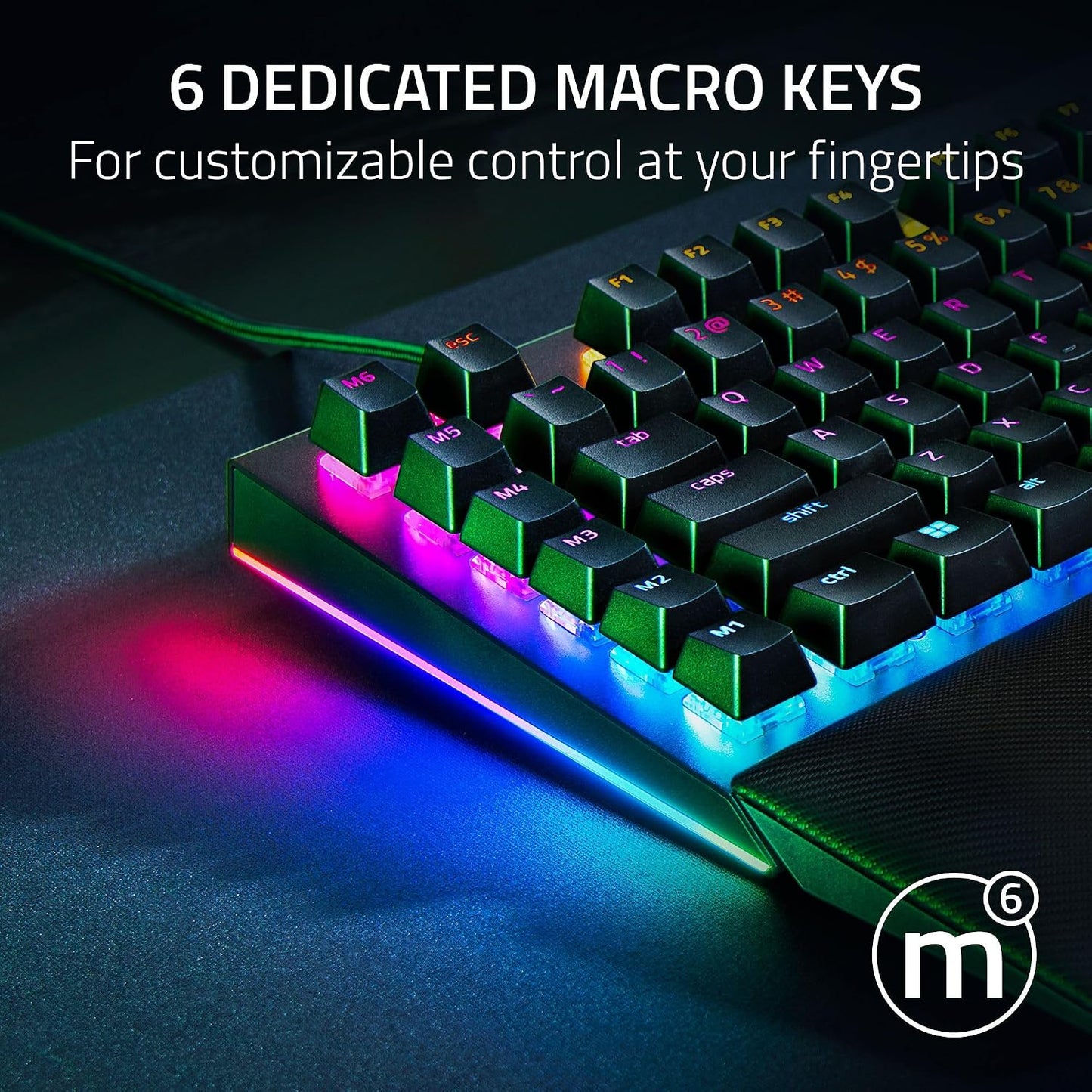 Razer BlackWidow V4 Mechanical Gaming Keyboard, Green Switches | Tactile & Clicky Switches, Chroma RGB, 6 Dedicated Macro Keys, Magnetic Wrist Rest, Doubleshot ABS Keycaps, Snap Tap
