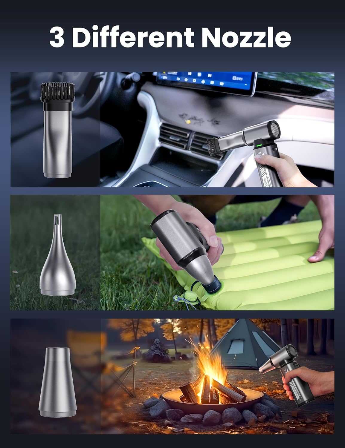 Compressed Air Duster-300000RPM Super Power Cordless Electric Air Duster, Stepless Adjustment & 3-Gear Adjustable Rechargeable Brushless Motor Air Blower for Computer, Keyboard, House, Outdoor and Car