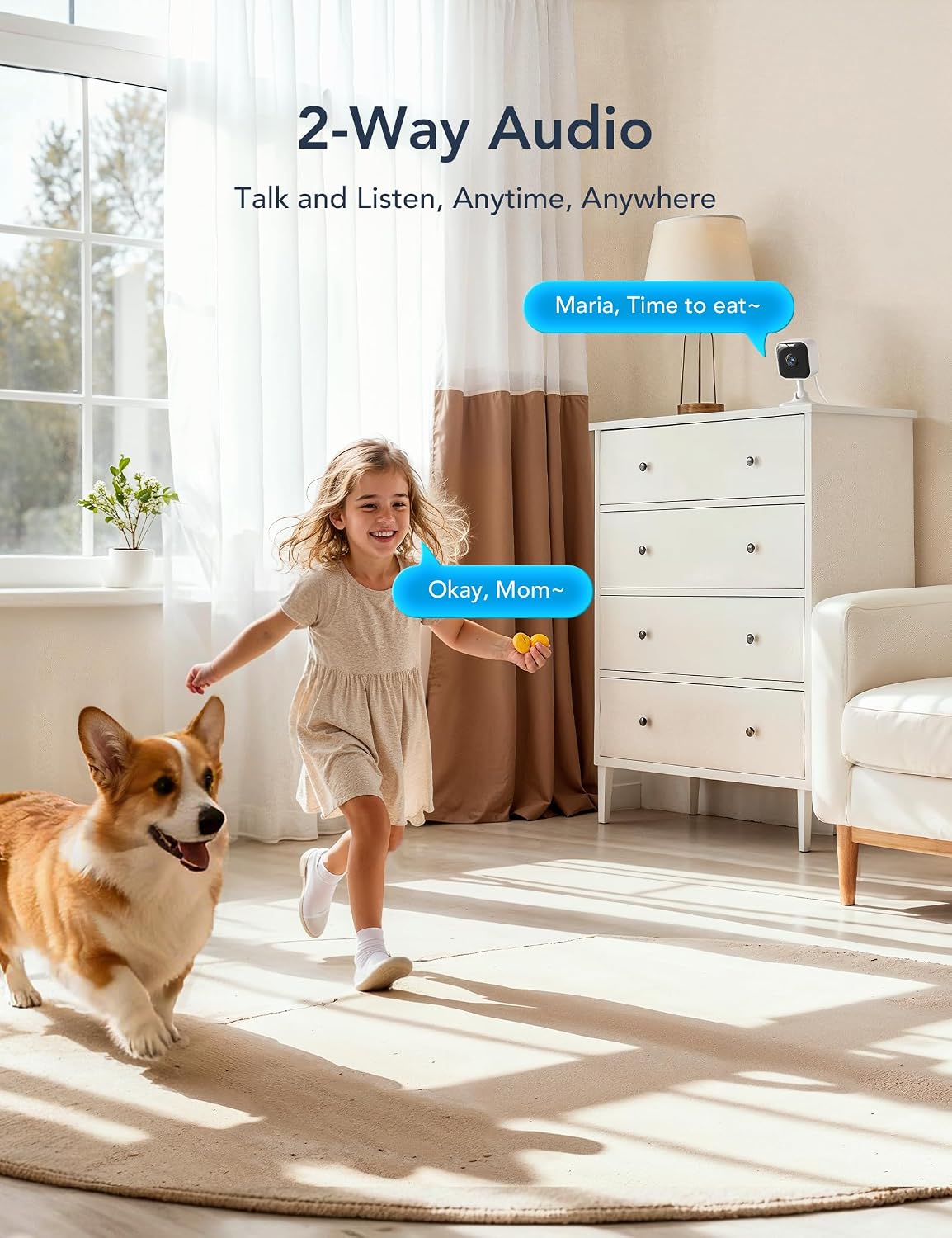 GNCC 2K Indoor Camera for Home Security with Phone App 5G/2.4G WiFi Pet Cam | Mini Pet Cam w/Human/Motion/Sound Detection, Compatible with Alexa, Cloud Storage Optional, Fixed View, Plug-in, 2 Pack
