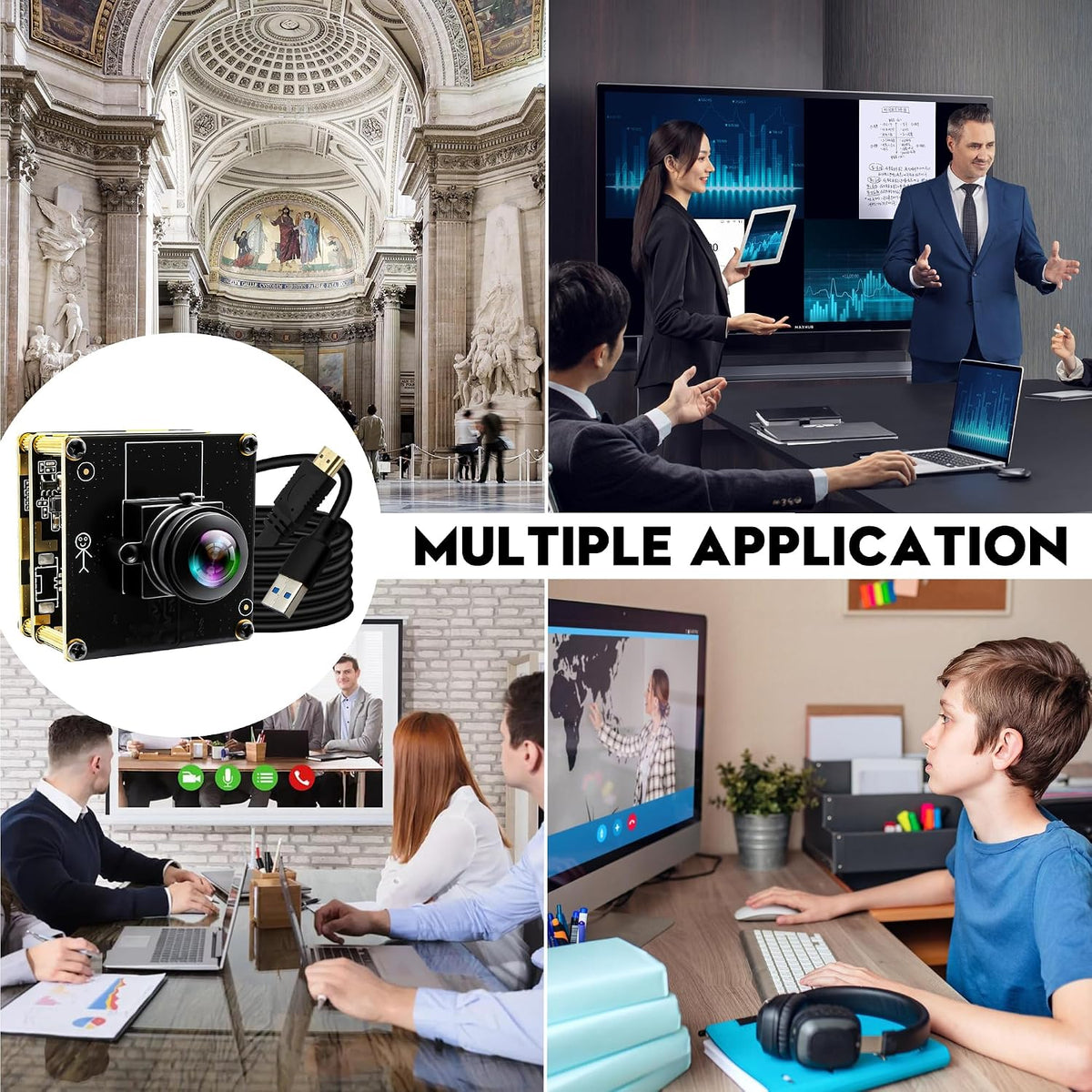 60fps 4K Camera Module USB3.0 HDMI Simultaneous Output,180° Ultra-Wide FOV 2X Digital Zoom H.264 Live Streaming,Plug and Play for Raspberry Pi Jetson Nano Laptop Ideal for Video Conferences