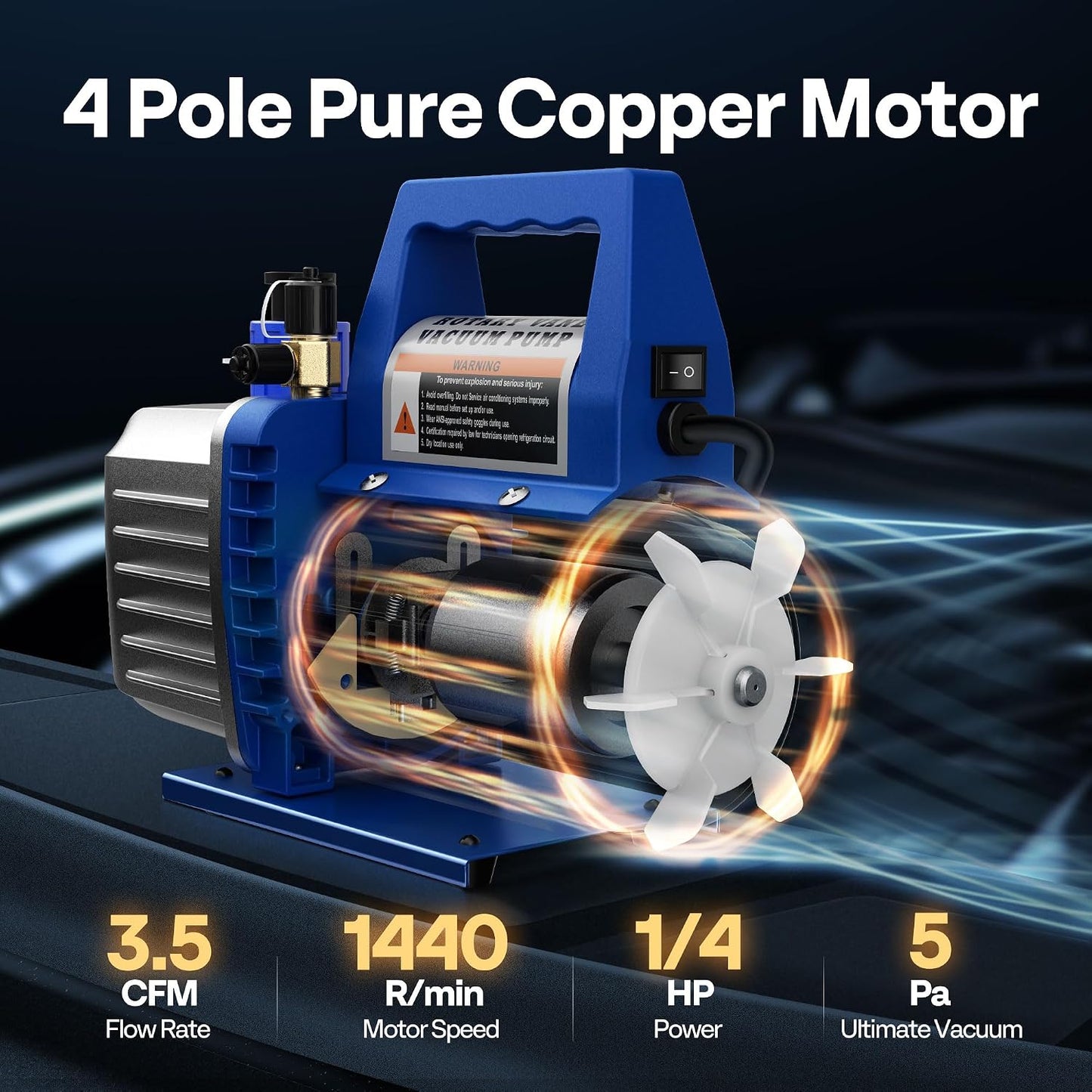 VIVOHOME 110V 1/4 HP 3.5 CFM Single Stage Rotary Vane AC Vacuum Pump | HVAC Vacuum Pump for Mini Split Automotive Air Conditioner R134a R12 R22 R502 R410a AC System with Oil Bottle