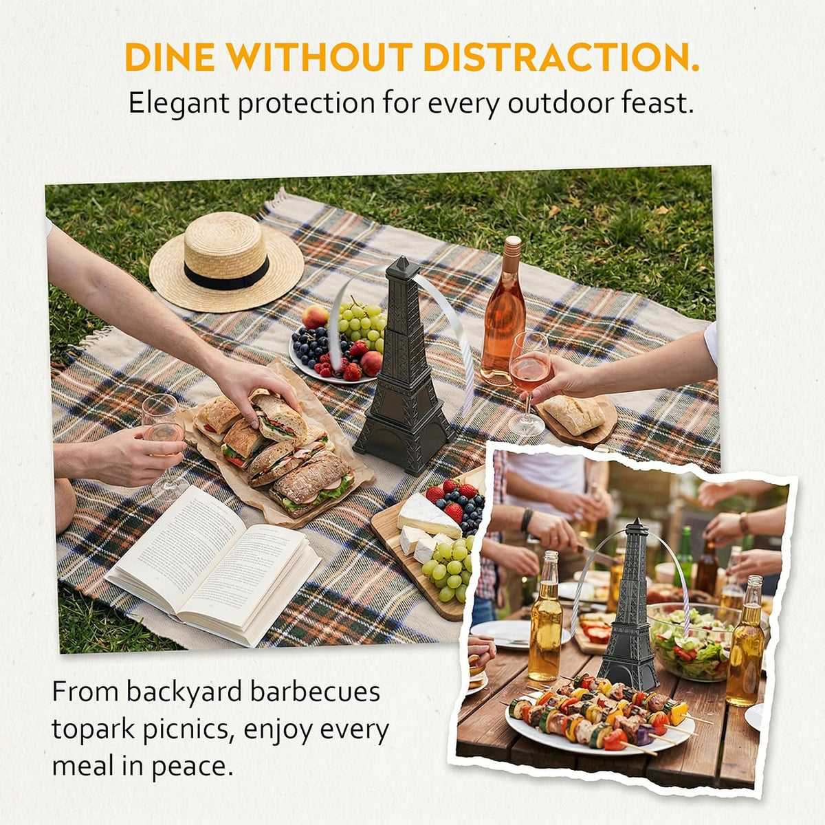 Fly Fans for Tables, Fly Repellent Fan Keep Flies Away, Battery Powered Bug Fans with Holographic Blades for Picnic, BBQ, Restaurant, Party and Kitchen, Indoor and Outdoor 4 Pack