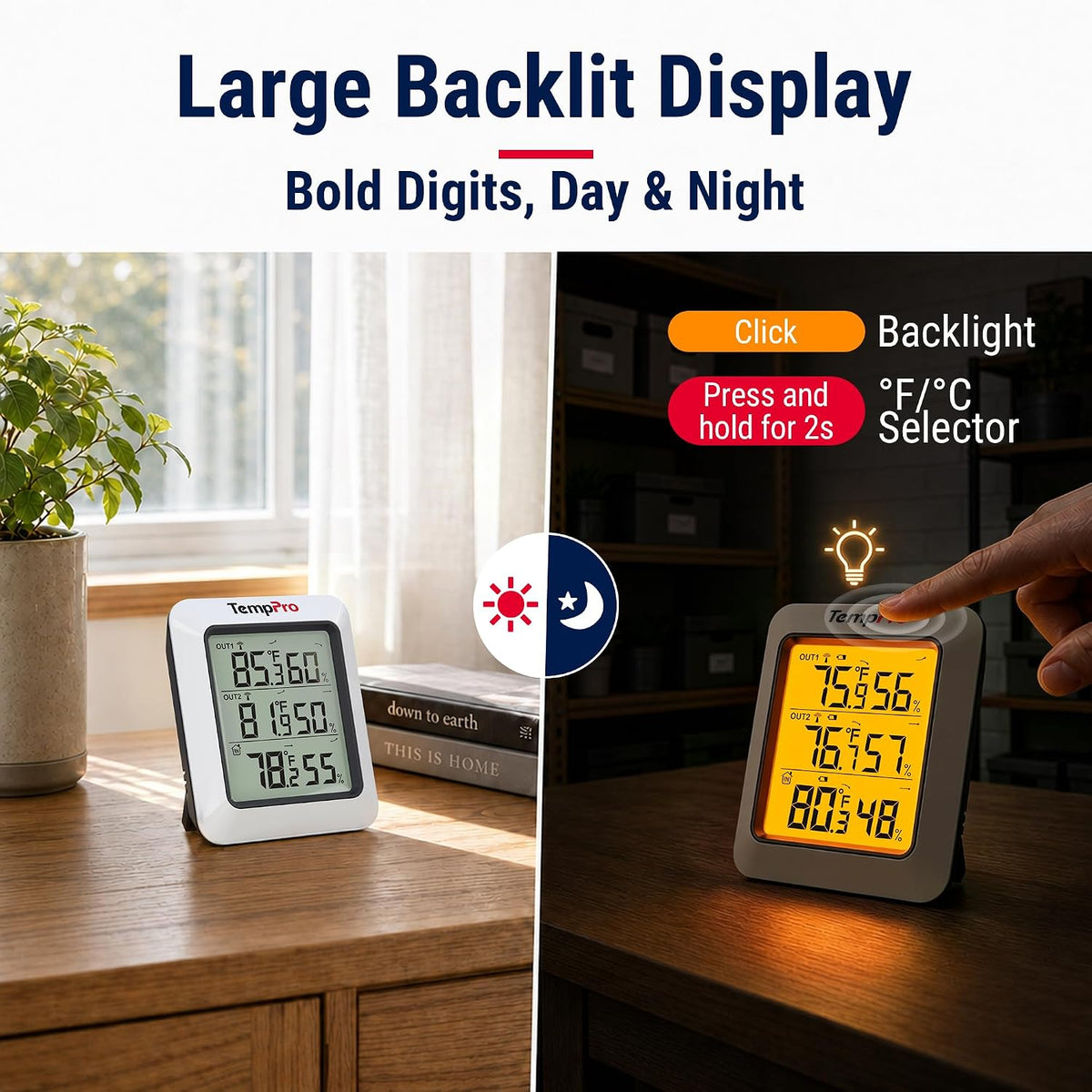 TempPro TempAir 500FT Indoor Outdoor Thermometer Wireless-2 Remote Sensors