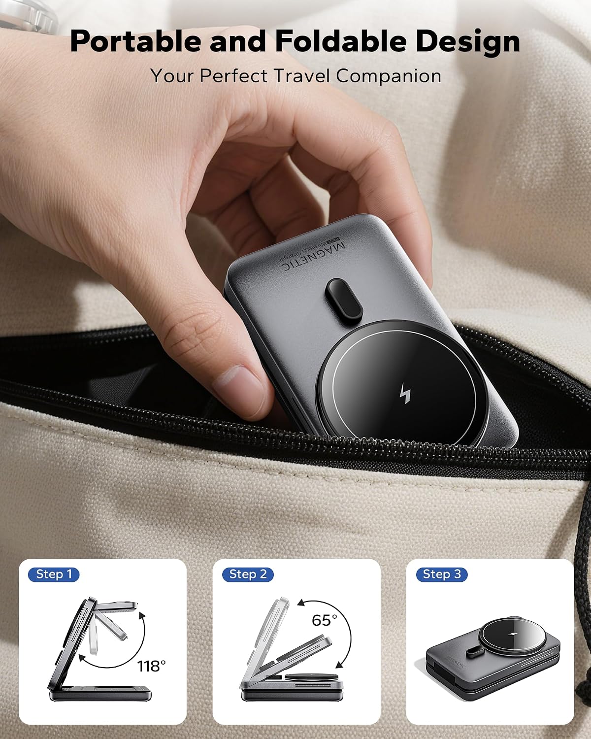 Foldable 3in1 Charging Station for Magsafe, Travel Phone and Watch Charger for Apple, PD20W Wireless Charging Dock for Multiple Devices iPhone 17 16 15 14 13 12 Series/Apple Watch/Airpods