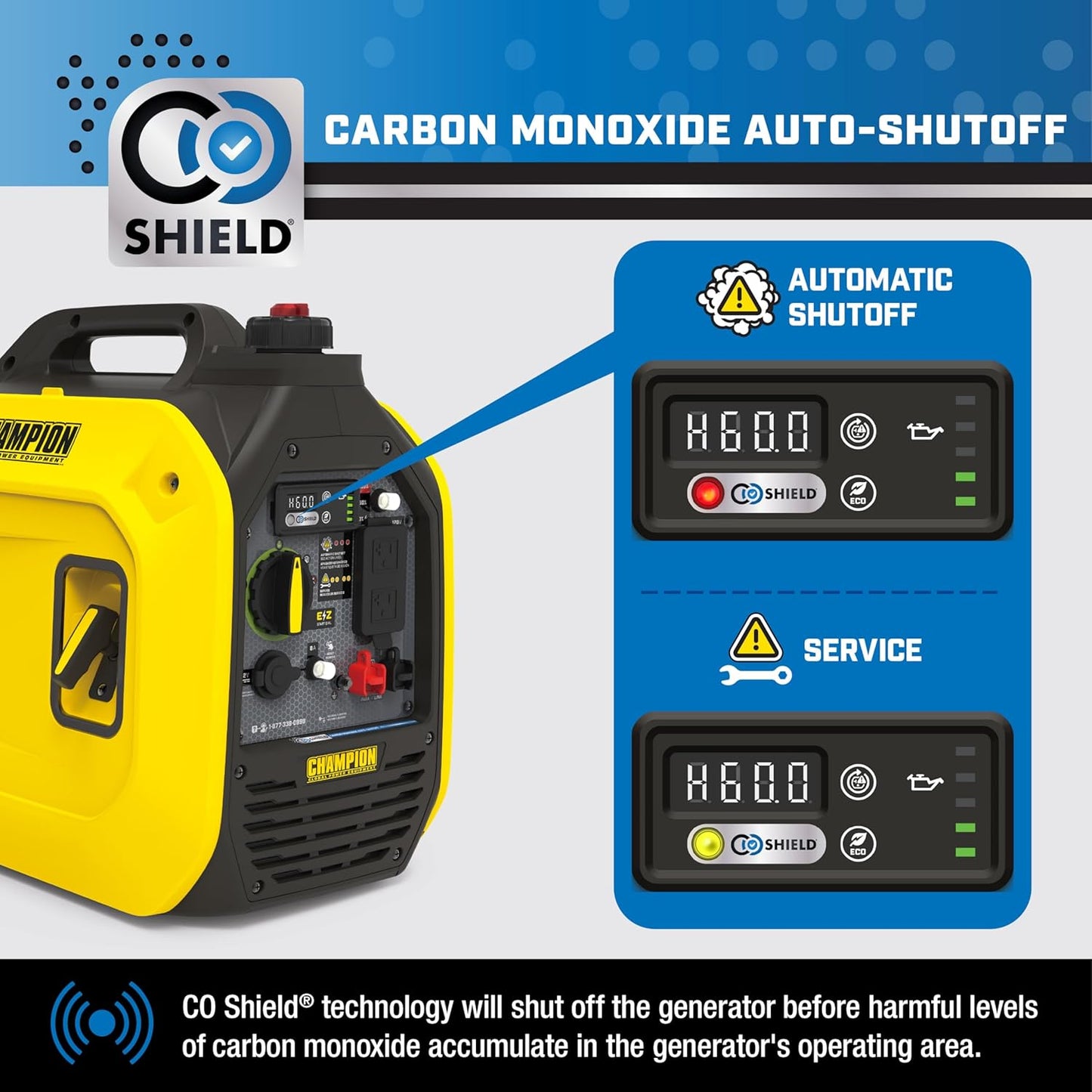 Champion Power Equipment 2500-Watt Ultralight Portable Inverter Generator with Quiet Technology and Free 3-Year Warranty | 39.7 lb, 53 dBA quiet, 1850 running watts, up to 11.5 hr run time, CO Shield auto shutoff, clean power under 3% THD
