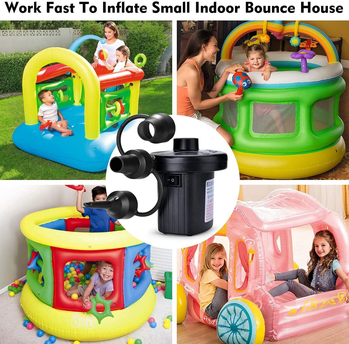 Air Pump Air Mattress Pump for Inflatables Blow up Pool Raft Bed Boat Toy, Quick-Fill, for Outdoor Camping, Inflatable Cushions, Electric Air Mattress Beds, Boats, Swimming