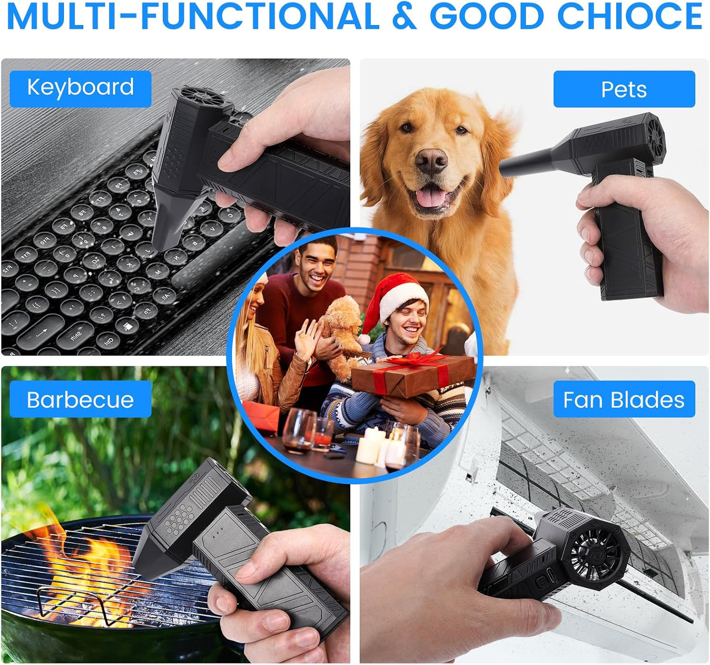 Compressed Air Duster, 3-Gear Electric Air Duster Rechargeable | Super Power Air Blower with Brushless Motor, Mini Blower for Computer, Keyboard, Car, House, Office, Outdoor, PC Cleaning Kit