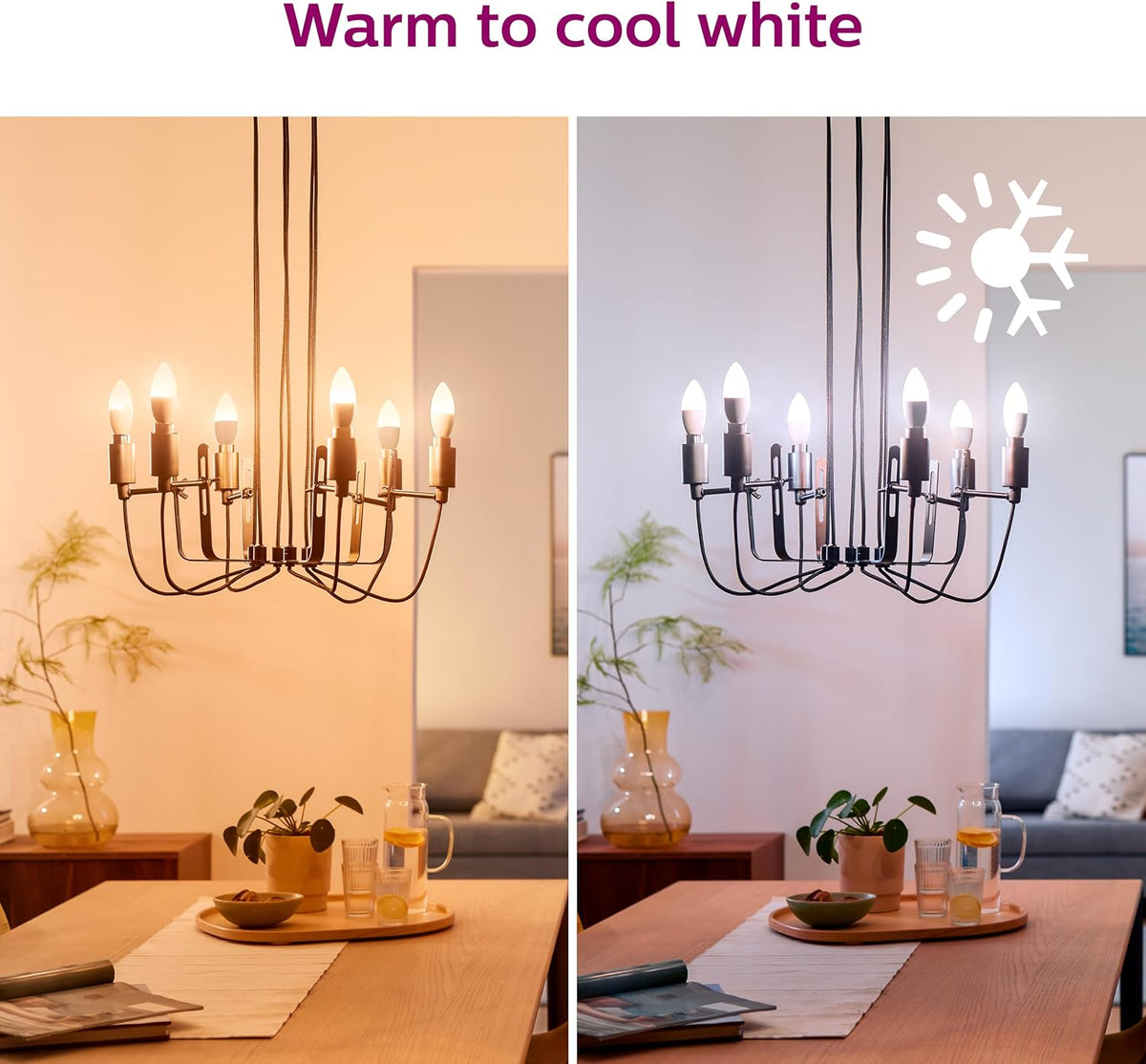 PHILIPS Smart 40W B12 Color LED Smart Candle-Shaped Bulb 4-Pack- E12- Indoor - Connects to Your Existing Wi-Fi - Control with Voice or App + Activate with Motion - Matter Compatible