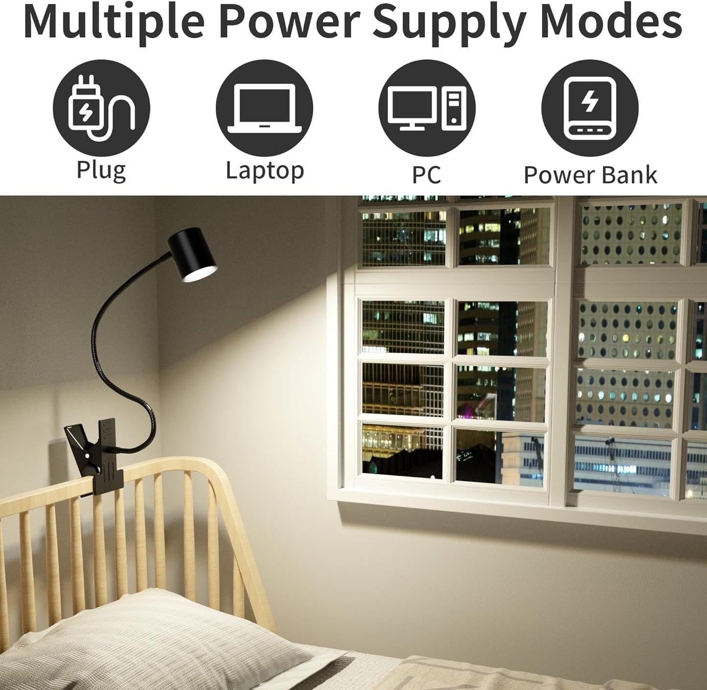 Desk Lamp USB Clip On Light,Book Lights for Reading at Night Clamp Light | 3 Color Modes,10 Brightness Clamp Light,360° Gooseneck LED Reading Light for Books in Bed,Eye-Care for Home Office,Headboards