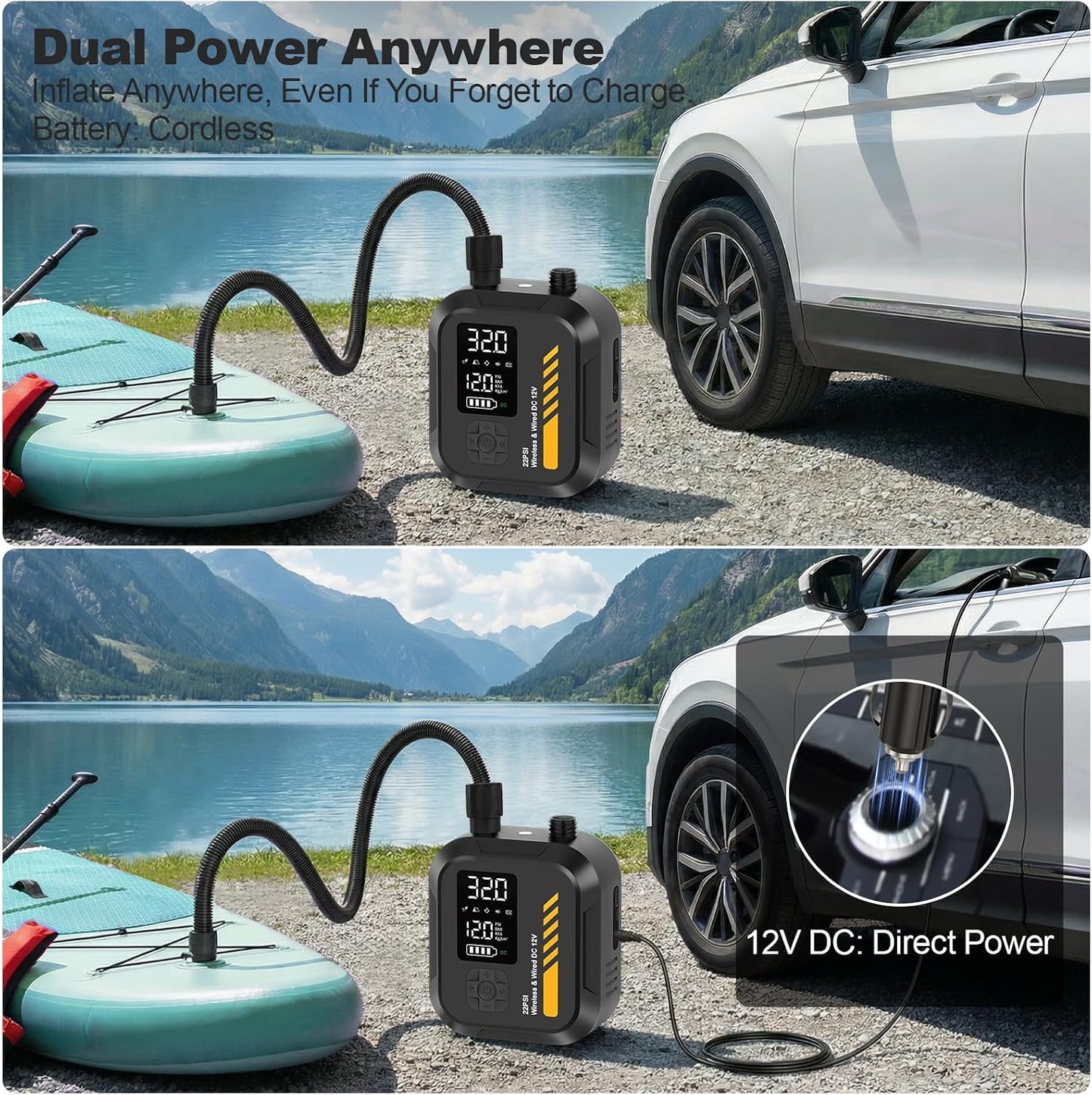 WEOLULI Paddle Board Pump Electric Portable,22 PSI SUP Air Pump,7800mAh