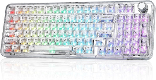 YUNZII X98 Clear Wireless Mechanical Keyboard with Knob (White,Snow Switch)