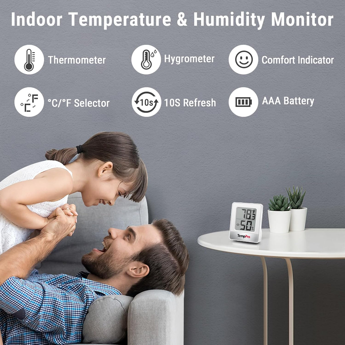 TempPro TP49 3 Pack Digital Hygrometer Indoor Thermometer