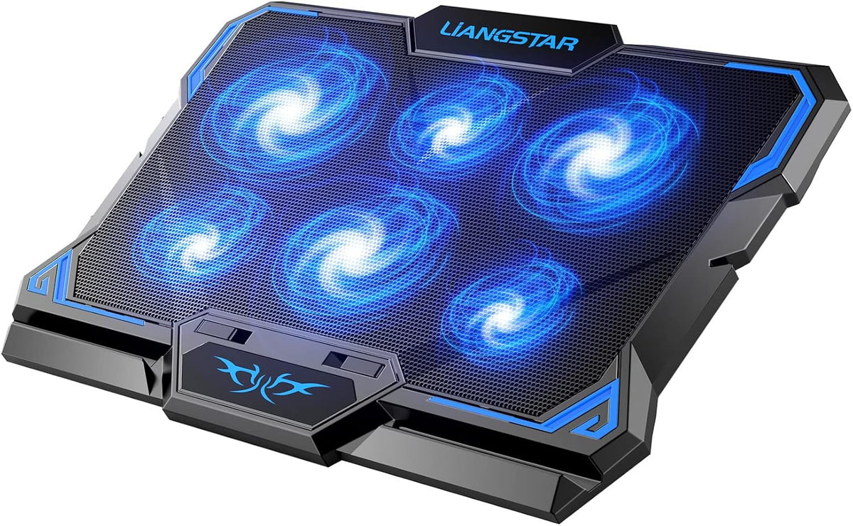 LIANGSTAR Laptop Cooling Pad, Laptop Cooler with 8 Quiet Fans for 12-17 Inch Gaming Laptop Fan Cooling Pad Stable Stand 7 Height & Wind Speed Adjustable, 2 USB Port & Phone Holder
