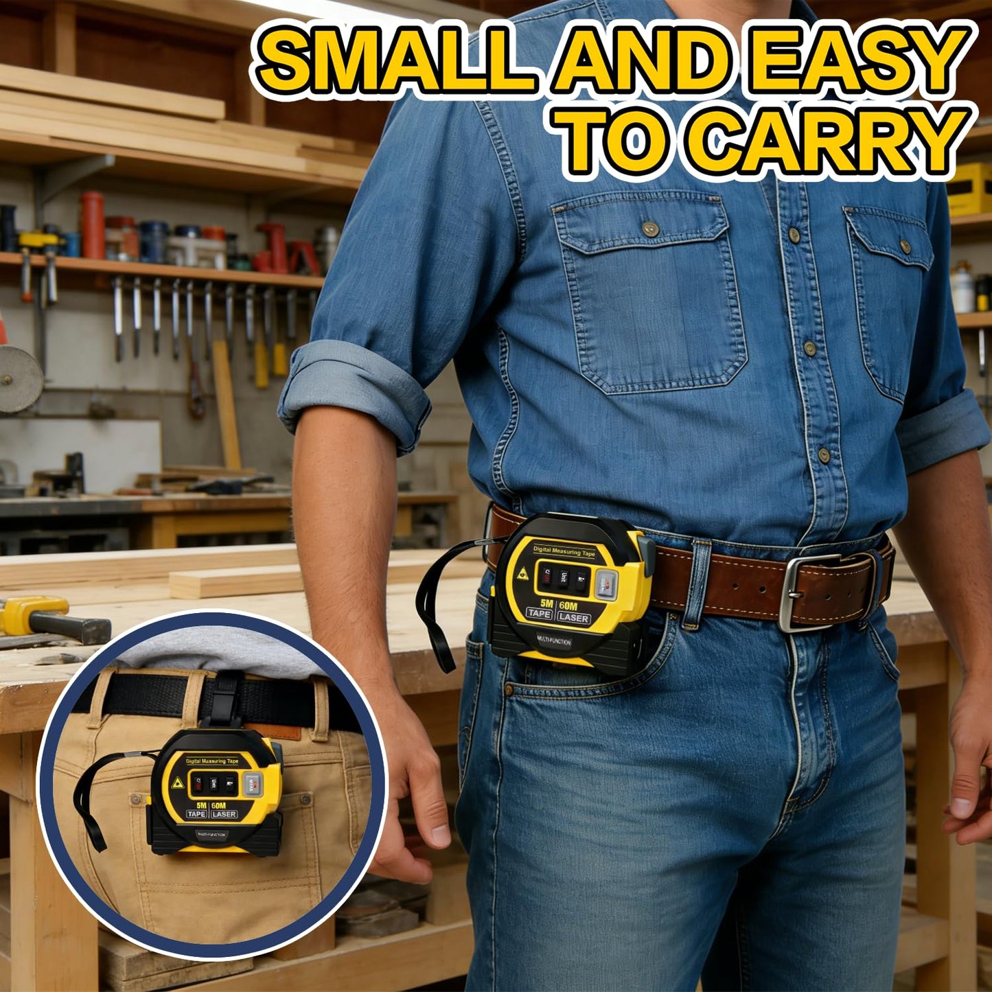 2026The Ruler 3-in-1 Measuring Tape, Tools Tape Measure, 3-in-1 Rangefinder with Led Display, 3 in 1 Digital Tape Measure with Cross Line, AutoLock, Measure Area, Volume, Pythagorean ﻿