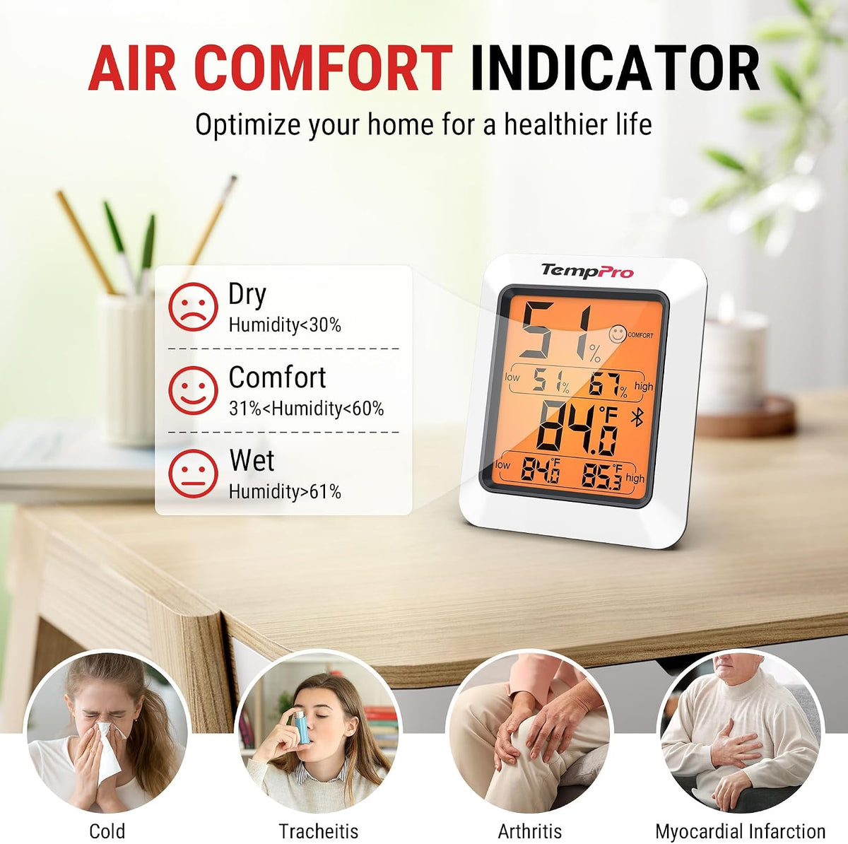TempPro TempAir Bluetooth Hygrometer Thermometer for Greenhouse Up to 260ft