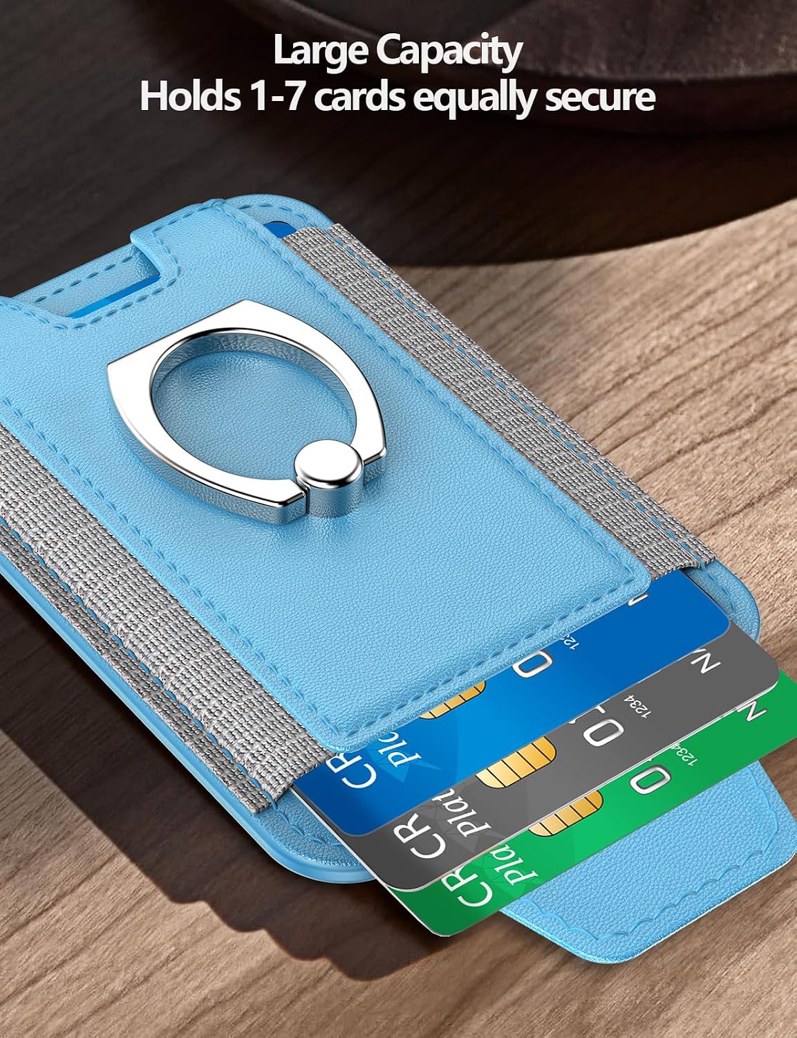 for Magsafe Wallet with Grip, 6-Card Holder; Stronger Magnetic Phone Wallet | Magnetic Card Wallet Holder for iPhone 17/16/15/14/13/12 Series, Privacy Flap, RFID Blocking, Sky Blue